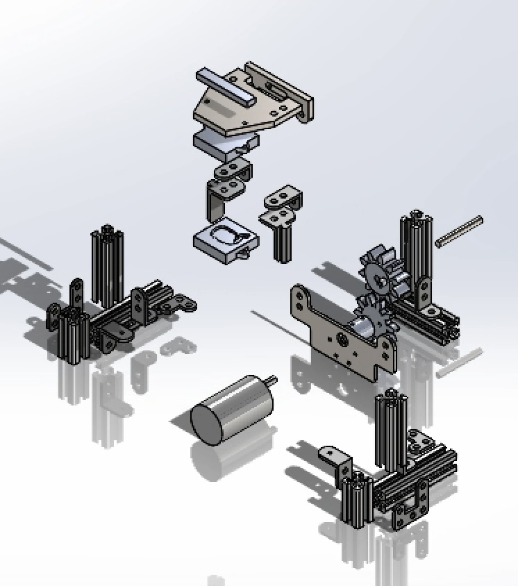 Exploded view of the embosser