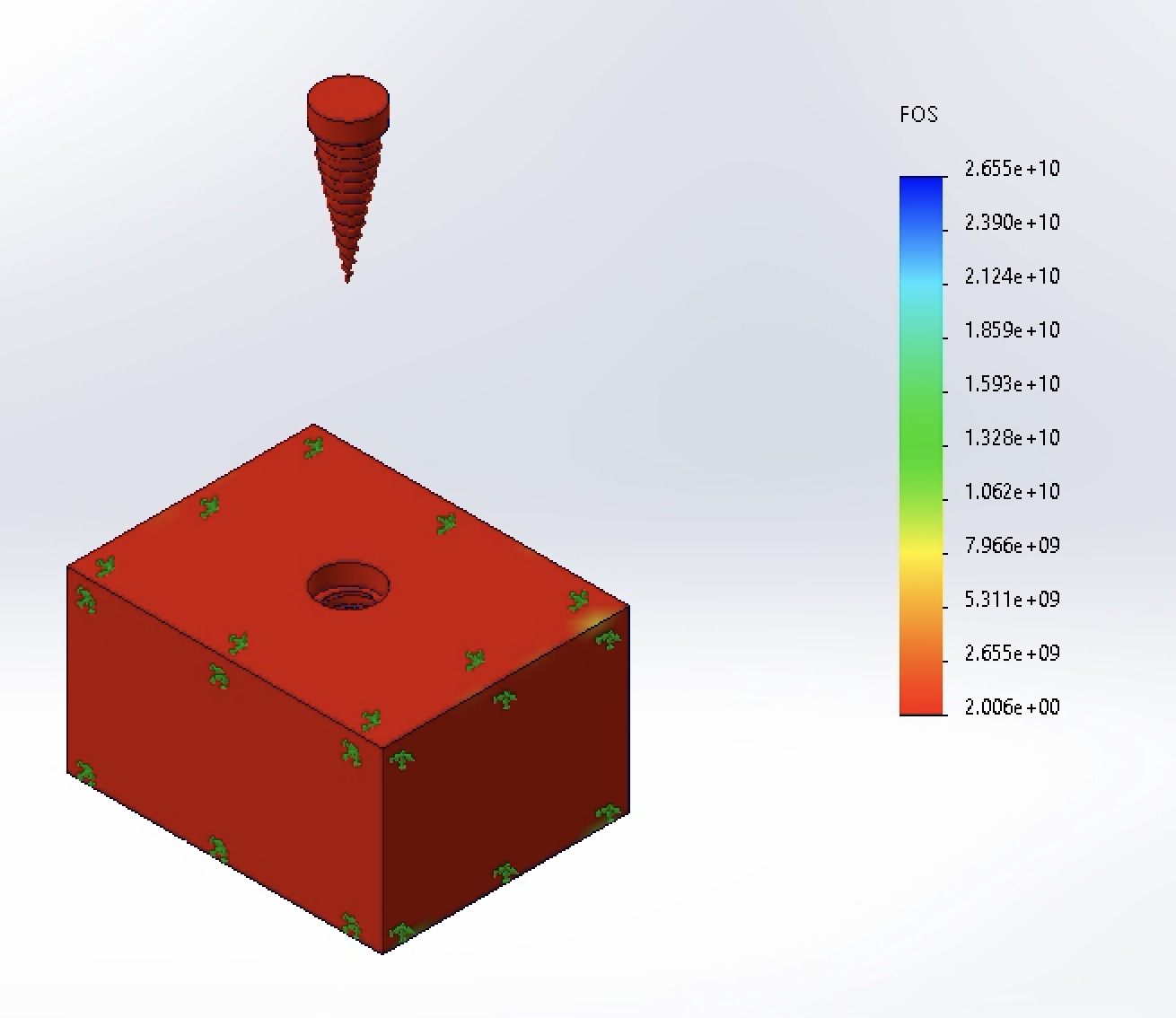Exploded view of the Factor of Safety distribution with modified dimensions