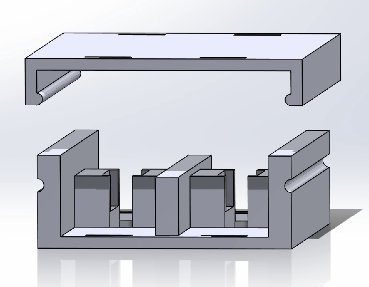 CAD model lid and body of the snap fit enclosure for the laser diodes